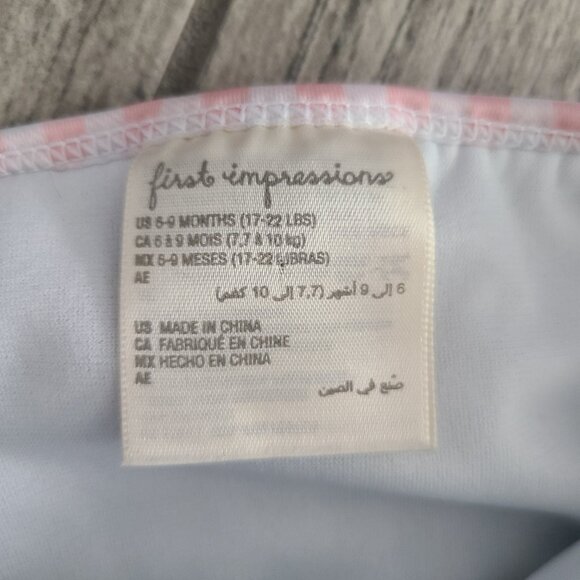 Baby girl bathing suit bundle onepiece strawberry plaid bikini sz 6-9M - Picture 7 of 10